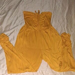Heart Hips Strapless Mustard Jumpsuit
